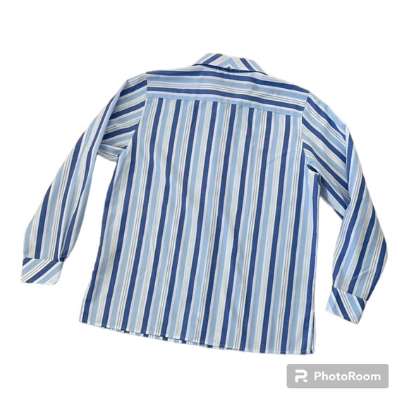 FOXCROFT Blue & White Striped Shirt, Button Down Top, Wrinkle Free, 8 Petite - Picture 6 of 15